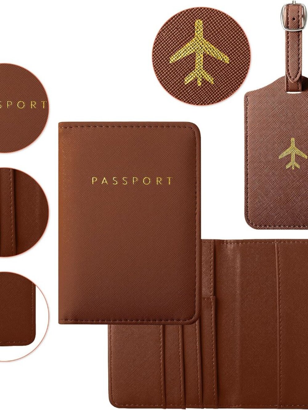 2 Pieces Passport Covers and 2 Pieces Luggage Tags, Passport Holder Travel Suitc - Picture 4 of 7